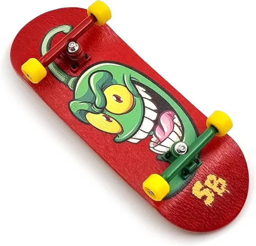 Vista 2 de SPITBOARDS® 34mm x 96mm Juego de Fingerboard Pro (Completo) Cubierta de madera real Trucks Pro con tuercas de bloqueo y bujes Pro Ruedas Pro