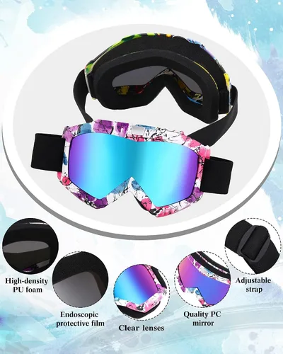 Vista 3 de Frienda 2 piezas gafas de motocicleta casco gafas de montar gafas con cubierta facial