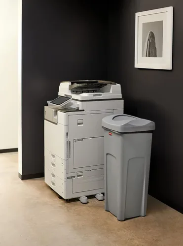 Vista 6 de Rubbermaid Commercial - bote de basura cuadrada intocable, cuadrado, Gris