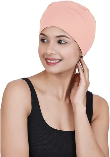 Vista 3 de Gorros de quimioterapia sólido para dormir, de bambú, suave, para el cáncer, para quimioterapia para mujeres