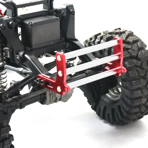 Vista 2 de OGRC - Barra de empuje de parachoques delantero a control remoto de aleación de aluminio para 1/10 TRX4 SCX10 coches orugas (rojo)