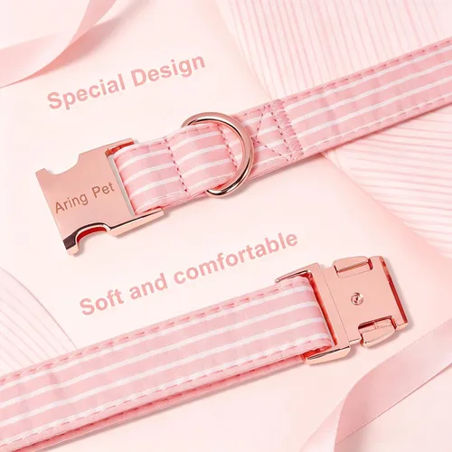 Vista 194 de Aring Pet Collar de algodón, ligero y ajustable, con hebilla de liberación rápida, para perros pequeños, medianos y grandes, para cachorros, S, Hoja