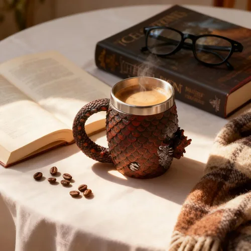 Vista 4 de alikiki Taza de café de dragón de huevo de tronos – Taza de café de dragón de 15.8 onzas para adultos, taza de cerveza de acero inoxidable, taza