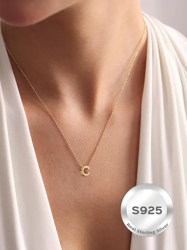 Vista 2 de ChicSilver Collar con inicial de plata de ley 925 para mujer, joyería de letras delicadas, regalo personalizado