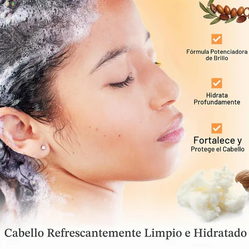 Vista 2 de Herbishh Juego de champú y acondicionador de aceite de argán, fórmula de limpieza profunda para cabello seco y encrespado, ayuda a nutrir el cabello