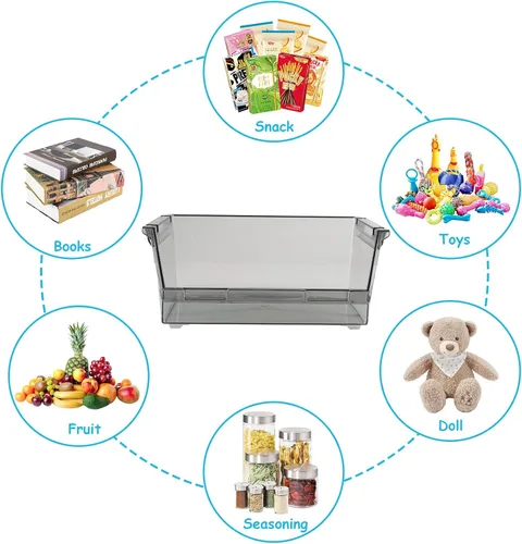 Vista 3 de Paquete de 2 cubos de organización de despensa y almacenamiento de alimentos, organizador apilable de aperitivos con asas, organizadores