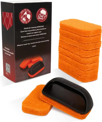 Vista 8 de Kit de limpieza de parrilla SHINESTAR para Blackstone, kit de limpieza de parrilla de parte superior plana de 12 piezas, equipado con almohadillas