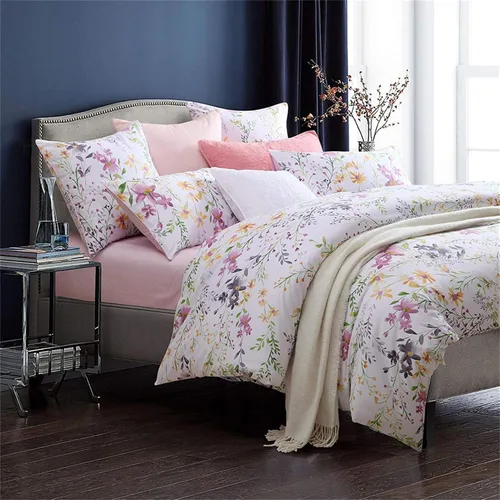Vista 78 de ABREEZE Juego de funda de edredón tamaño individual con cierre de botón, 100% algodón egipcio, juego de ropa de cama floral de granja, color rosa, 3