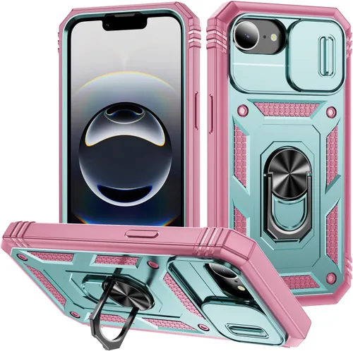 Vista 12 de Funda para iPhone 11, soporte giratorio y cubierta deslizante Verde Rosa