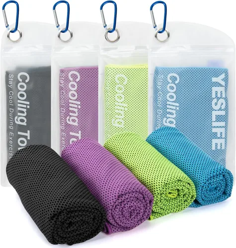 Vista 15 de YESLIFE Paquete de 4 toallas refrescantes de 40 x 12 pulgadas, toallas de gimnasio para hombres y mujeres, toallas de entrenamiento suaves y Negro