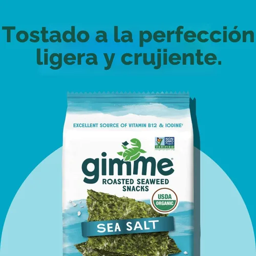 Vista 4 de Gimme Bocadillos de algas tostadas orgánicas de sal marina de 6 quilates