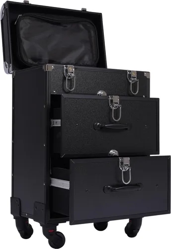 Vista 9 de Estuche de maquillaje profesional con cajones, carrito grande para cosméticos con cerraduras, estuche organizador de cosméticos para maquillaje