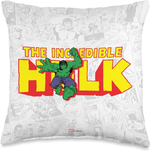 Vista 5 de Marvel Increíble Hulk - Almohada de cómic retro, 18.0 x 18.0 in, multicolor