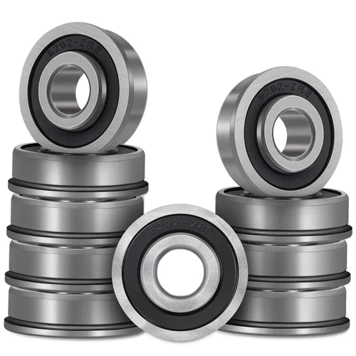 Vista 10 de ID 1/2" x OD 1-1/8" rodamientos de bolas con brida 10 unidades para cortacésped, carretillas, carros y camiones de mano, alternativos a MTD, 12118