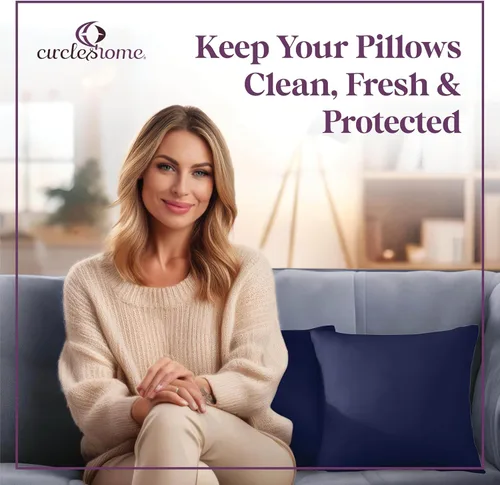 Vista 8 de CIRCLESHOME Protectores de almohada europeos – Fundas de almohada 100% algodón transpirable – Fundas de almohada cuadradas de 26 x 26 pulgadas