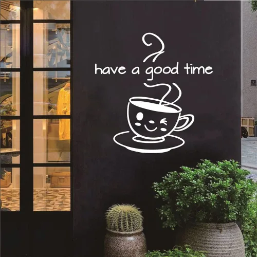 Vista 6 de Decoración de pared para comedor, cafetería, decoración de pared, calcomanía de pared de vinilo para cafetería, tienda de té, frase "Have a Good