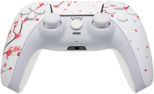 Vista 2 de Cherry Blossoms - Carcasa frontal para controlador PS5 con panel táctil, placa frontal personalizada para PS5 BDM-020 (flores de cerezo)