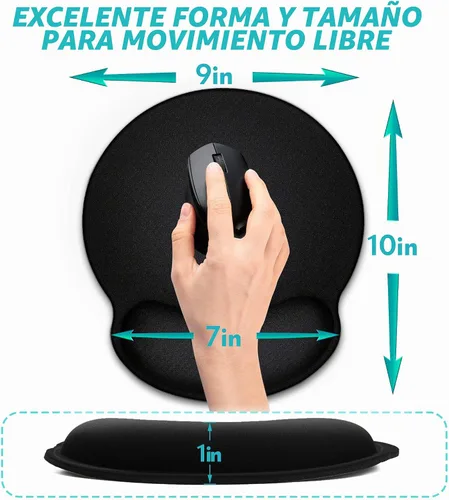 Vista 3 de Paquete de 3 alfombrillas ergonómicas para mouse con soporte para reposamuñecas, alfombrilla de mouse redonda para juegos con superficie lisa y base