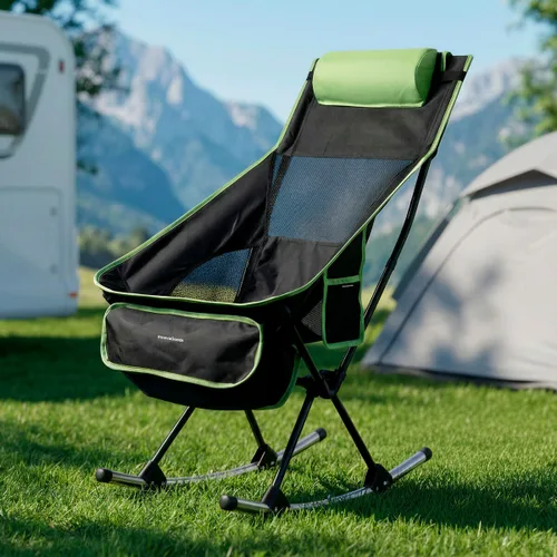 Vista 2 de Silla Mecedora Plegable de Camping 2 en 1 con Bolsillo, Cojín y Bolsa de Transporte Trillow InnovaGoods