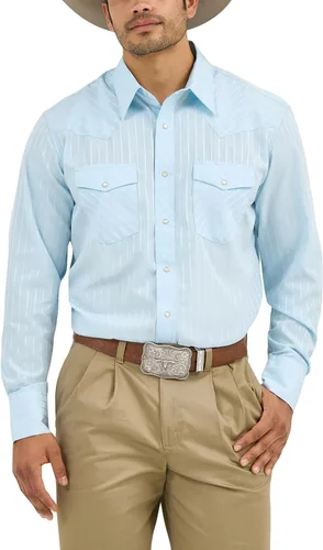 Vista 8 de Wrangler Camisa Deportiva para Hombre de Manga Larga con Botones a Presión Western de Dos Bolsillos Negro