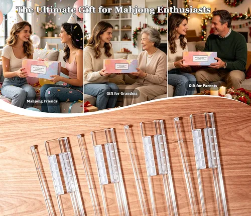Vista 6 de Clear Mahjong Racks with Pushers, 4 Set Mahjong Tile Rack