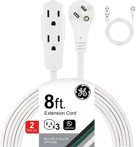 Vista 13 de GE Cable de extensión plano de 3 salidas de 3 pies, cable de extensión a tierra con múltiples tomas, extensor de salida de 3 clavijas, enchufe