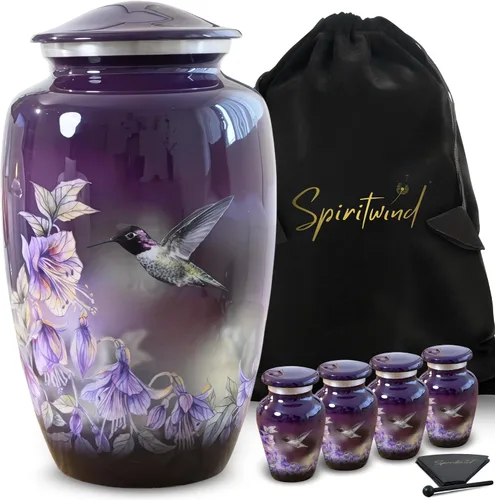 Vista 7 de Hermosa urna de recuerdo de colibrí de 2.9 pulgadas con caja de regalo de alta calidad, bolsa de terciopelo y embudo, urna pequeña diseñada por