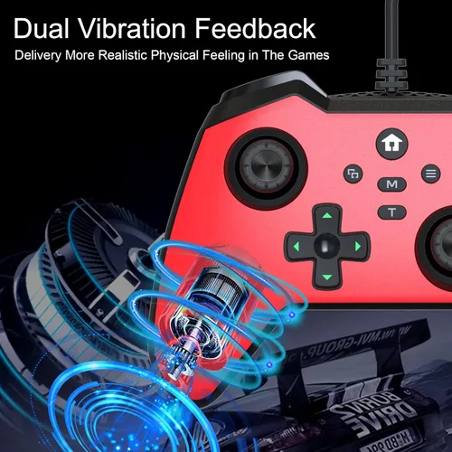 Vista 4 de TERIOS Controlador con cable compatible con Xbox oneXbox Series XSWindows10 controlador de videojuegos con doble vibración mejorada conector