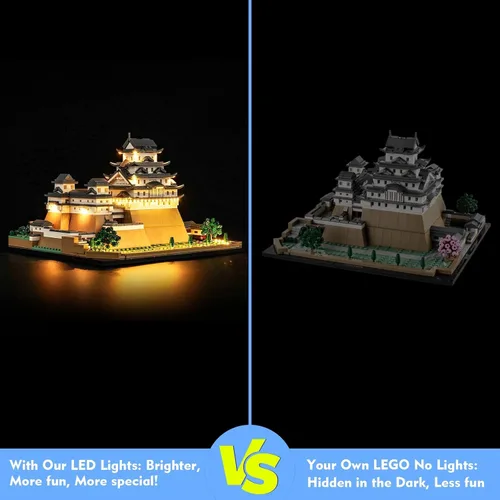 Vista 9 de LocoLee Kit de luces LED compatible con LEGO Himeji Castle 21060, LEGO Architecture Castle Creative Lighting Set Accesorios compatibles con LEGO