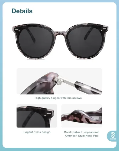 Vista 4 de SOJOS Lentes de sol retro clásicos marco de plástico grandes BLOSSOM SJ2067