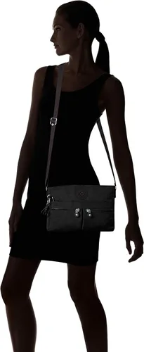 Vista 6 de Kipling Womens New Angie Handbag Lightweight Crossbody Nylon Travel Bag Black Noir