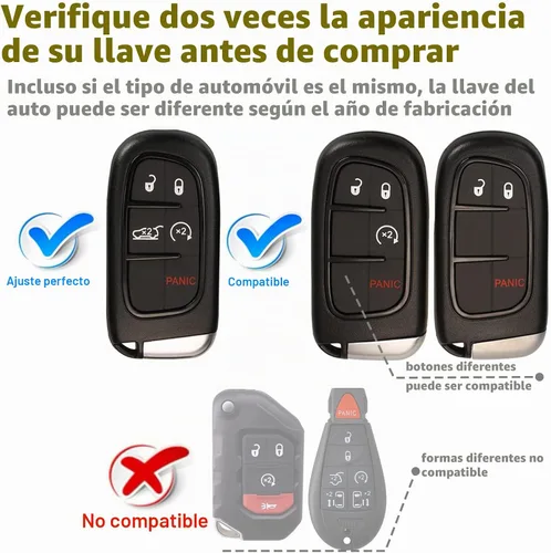 Vista 2 de para llavero de Jeep, funda protectora completa de silicona suave compatible con Grand Cherokee Renegade Chrysler Dodge Charge Durango Challenger
