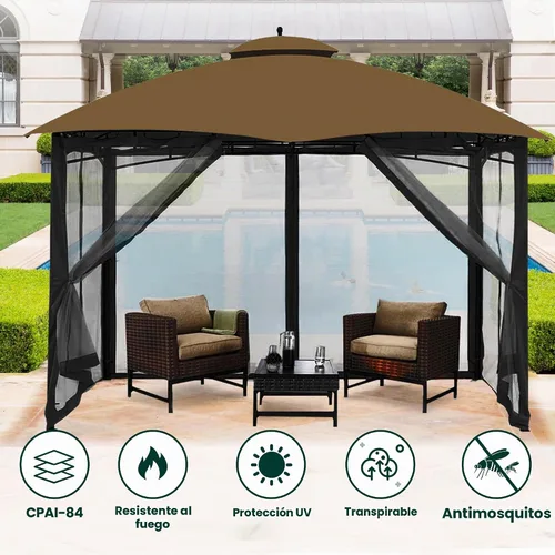 Vista 4 de OLILAWN Mosquitera Universal de Repuesto para Cenador, Malla Protectora para Toldo Exterior de 10' x 10', Cortina de Pared Lateral de 4 Paneles