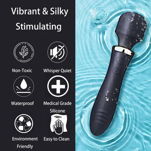 Vista 3 de Varita vibradora masajeadora inalámbrica, [ambos extremos vibran] vibrador para mujeres, masajeador personal de mano, masajeador recargable