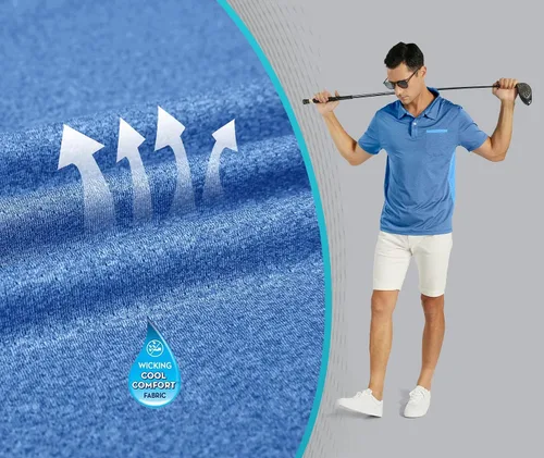 Vista 65 de V VALANCH Polo de golf de manga corta para hombre, estilo casual, con cuello que absorbe la humedad