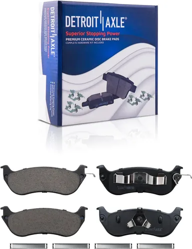 Vista 66 de Detroit Axle - Pastillas de freno para Ford F-150 99-03, 02 Lincoln Blackwood, Pastillas de freno de cerámica delanteras y traseras con repuesto