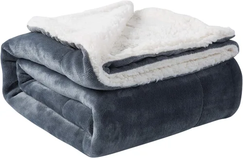 Vista 10 de NANPIPER - Manta de forro polar Sherpa, suave y esponjosa, mantas individuales para sofá, color negro, de 60x80 pulgadas