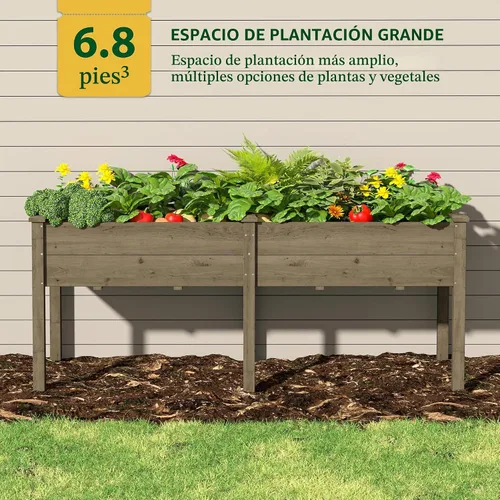 Vista 7 de MUPATER Cama de jardín elevada de 6 x 1.8 pies, maceta elevada de cedro con 8 agujeros de drenaje, espacio para macetas de 6.8 pies cúbicos, camas