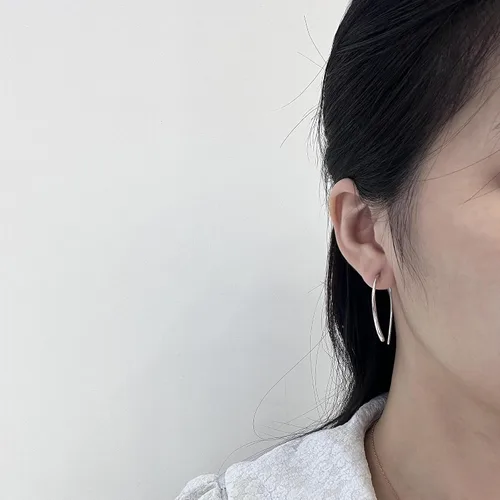 Vista 7 de Threader Earrings 925 Sterling Silver Pull Through Hoops Drop Dangle Minimal Everyday Earrings
