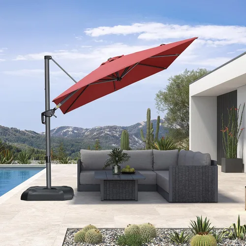 Vista 36 de PURPLE LEAF Sombrilla de patio de 8 pies para exteriores, sombrilla voladiza cuadrada de aluminio con rotación de 360 grados para jardín, terraza