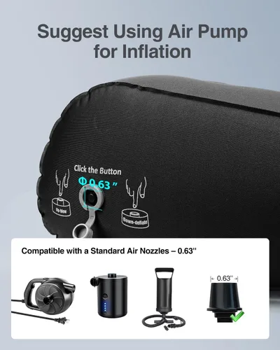 Vista 5 de Luxtude Almohada inflable de cuña para dormir, almohada de cuña de viaje para aliviar el dolor de espalda, soporte de elevación de pierna y rodilla