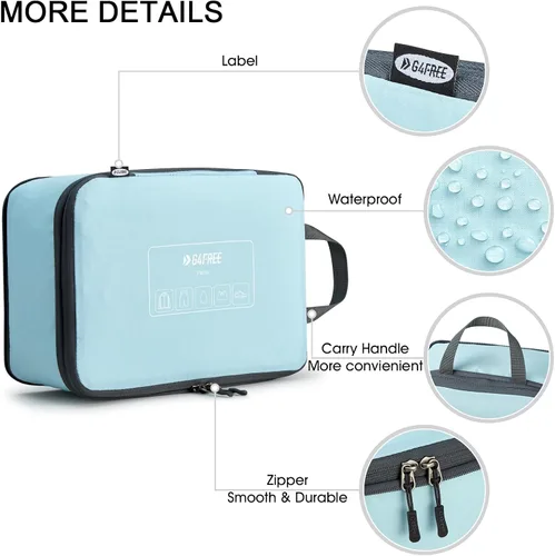 Vista 4 de G4Free Juego de 6 cubos de equipaje para viajes, bolsas organizadoras de equipaje para accesorios de viaje, artículos esenciales de viaje, cubos