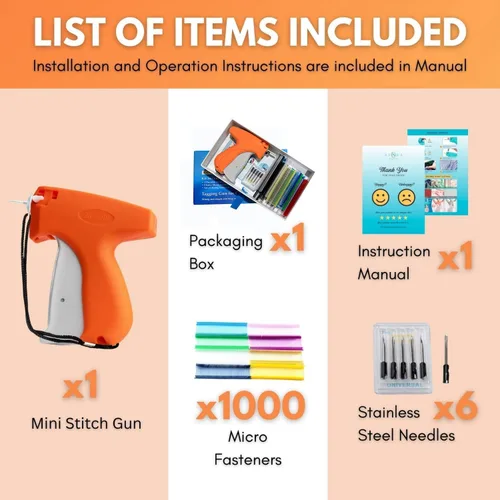 Vista 4 de Sessa Clothes Tag Gun with Fastneres – Mini Tagging Gun for Clothes, Fabric, Upholstery & DIY Crafts – Includes Extra 5 Needles & Pack of Fasteners