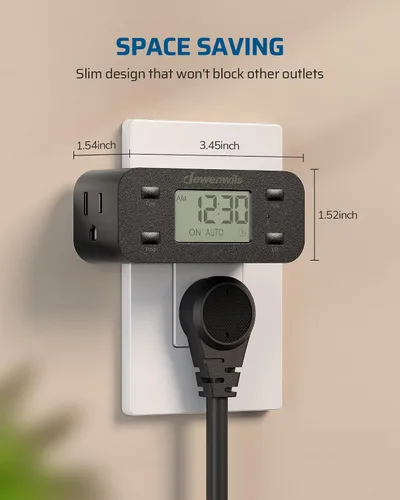 Vista 7 de DEWENWILS Temporizador Digital Programable de 24 Horas con 1 Enchufe con Conexión a Tierra, Temporizadores para Enchufes Eléctricos, Temporizador