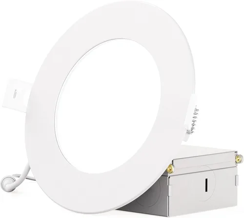 Vista 14 de Kit de luz de techo LED delgada de 4 pulgadas, 3CCT seleccionable, 9W 750LM, regulable, clasificación húmeda (paquete de 12)