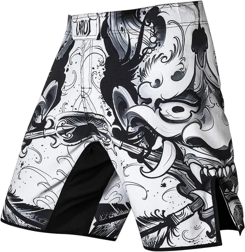 Vista 10 de LAFROI QJK01 Pantalones cortos para hombre, con cordón y 1 bolsillo, para artes marciales mixtas, cross training y boxeo Negro