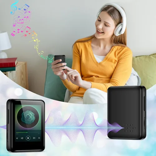 Vista 7 de Reproductor de música MP3, pantalla de 1.8 pulgadas, reproductor MP3 portátil HiFi ampliable hasta 512GB, con Bluetooth, radio FM, grabadora, foto