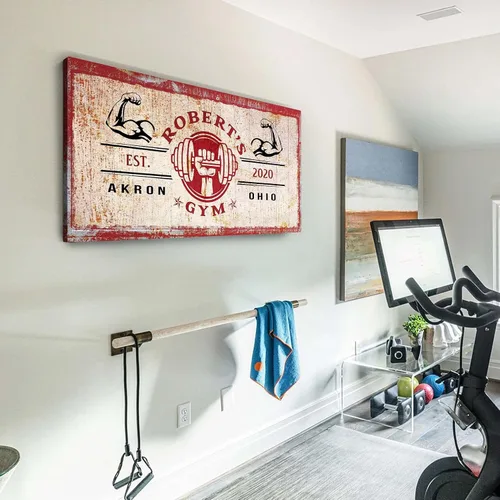 Vista 9 de Tailored Canvases Letrero Personalizado de Gimnasio Arte de Pared Decorativo - Lienzo Motivacional para Gimnasio en Casa, Sala de Entrenamiento