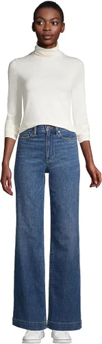 Vista 5 de Lands' End - Suéter ajustado, ligero, de cuello alto y manga larga para mujer