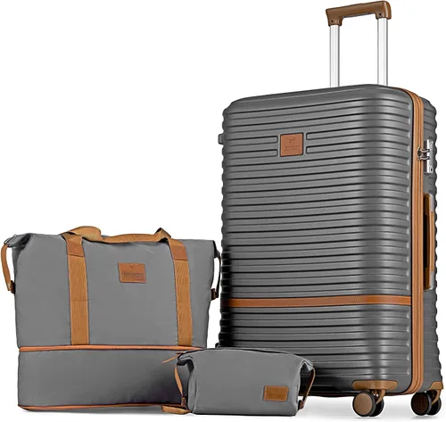 Vista 34 de Juego de maletas Joyway de 3 piezas, juego de maletas extensibles de cabina con rueda giratoria, juego de maletas de carcasa dura con candado TSA